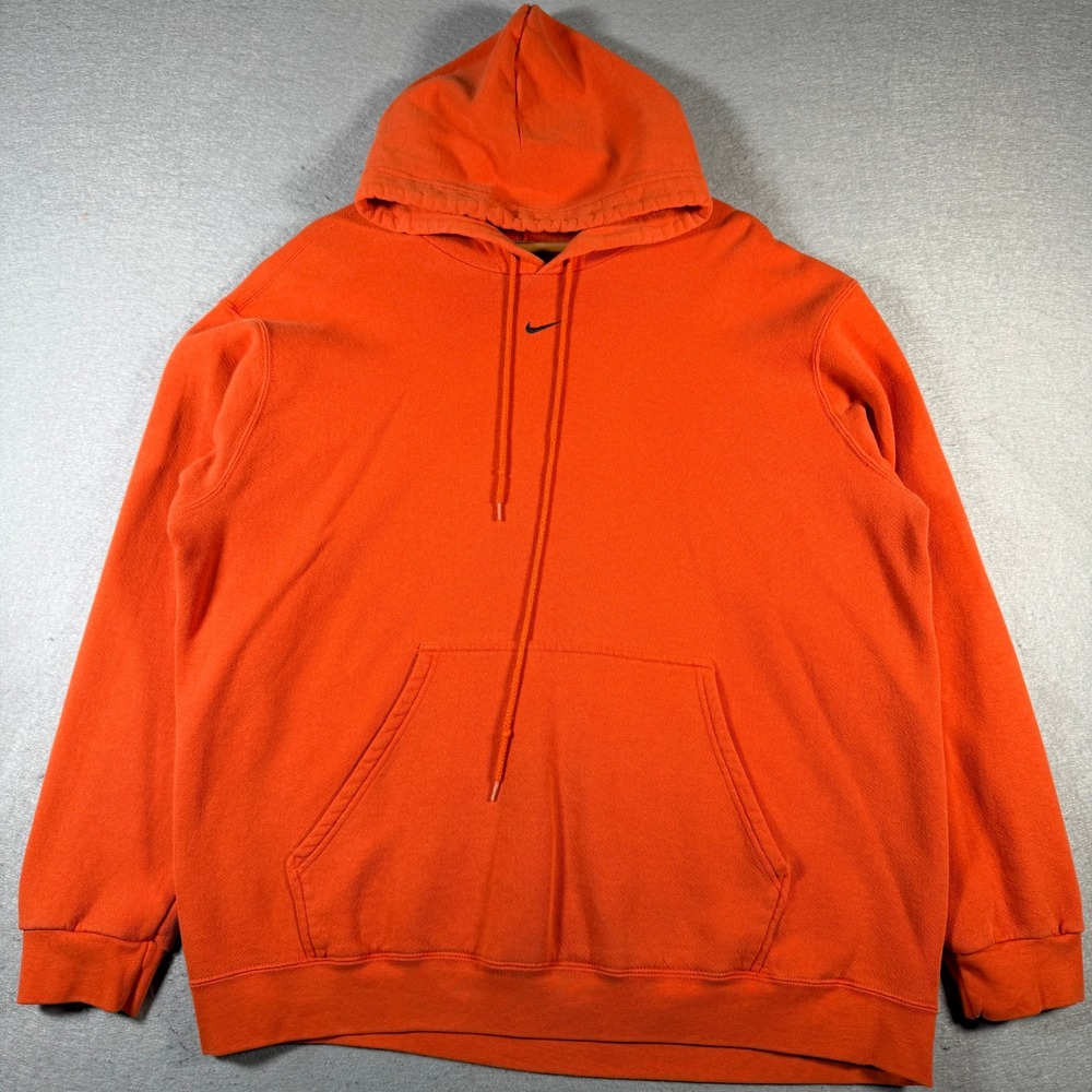 Vintage Nike Orange Center Swoosh Pullover Hoodie Sweatshirt Mens XL Y2K